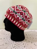 Merino Wool Starburst Red Knit Hat (1 of a Kind)